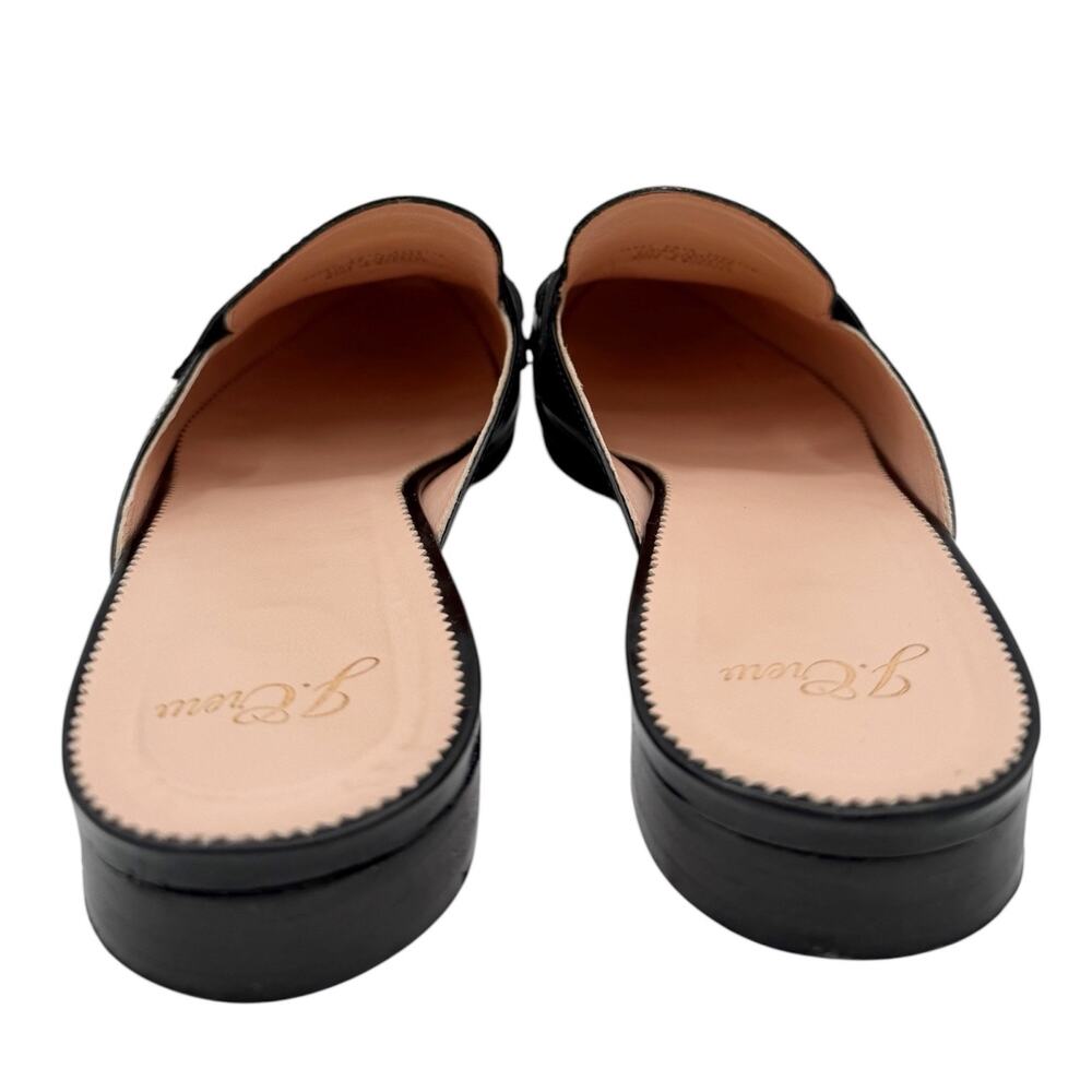 J Crew Academy Loafers Black Leather Flat Mule Slides Size 10 Shoes - Picture 7 of 13